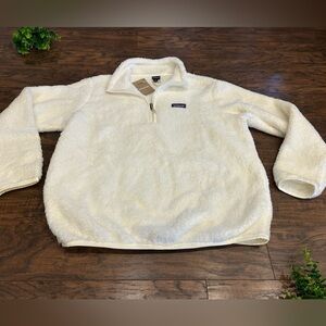 Women’s PATAGONIA Los Gatos 1/4 Zip Pullover Birch White XL Fuzzy Fury Soft warm